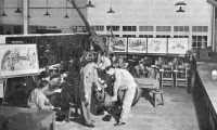 Factory training class at 
the Firestone Tire and Rubber Company, Akron, Ohio